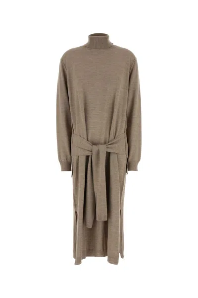 LEMAIRE CAPPUCCINO WOOL AND ACRYLIC DRESS
