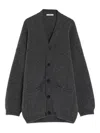 Lemaire Ribbed Patch-pockets Cardigan In Gray