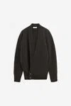 Lemaire Hooded Wrap Cardigan Button Detail In Brown