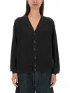 Lemaire Relaxed Twisted Wool Blend Cardigan In Black