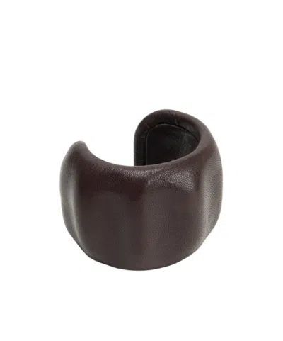Lemaire Carlos Cuff In Moulded Leather In Brown