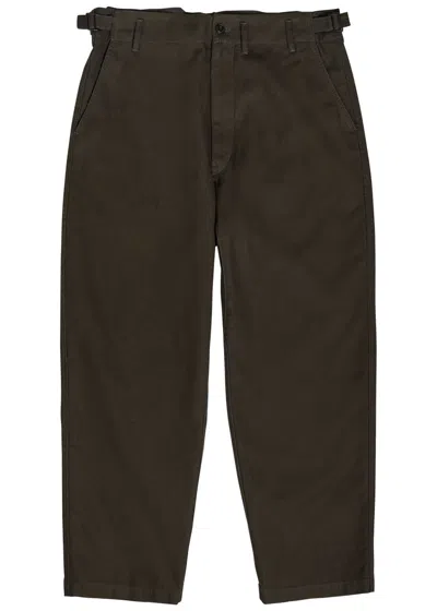 Lemaire Carrot Tapered-leg Twill Trousers In Brown