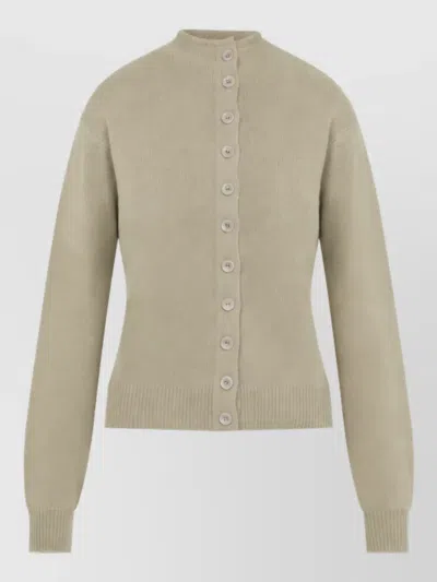 Lemaire Cashmere Fine-knit Reversible Cardigan In Gold