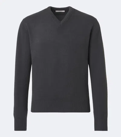 Lemaire V-neck Long-sleeve Sweater In Gray