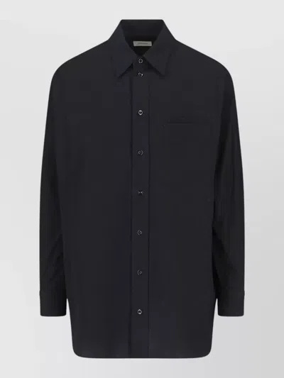 Lemaire Casual Shirt Buttoned Cuffs Chest Pocket In Black