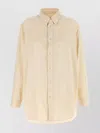 Lemaire Casual Shirt With Buttoned Cuffs And Curved Hem In Neutral