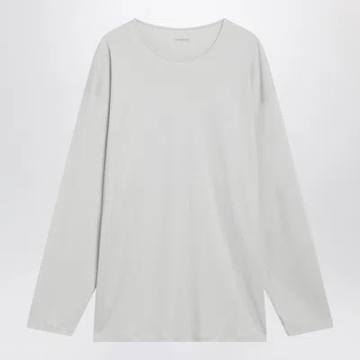 Lemaire Chalk-colored Cotton And Silk Interlock T-shirt In Silver