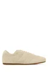 Lemaire Suede Low Profile Sneakers With Rubber Sole In Neutral