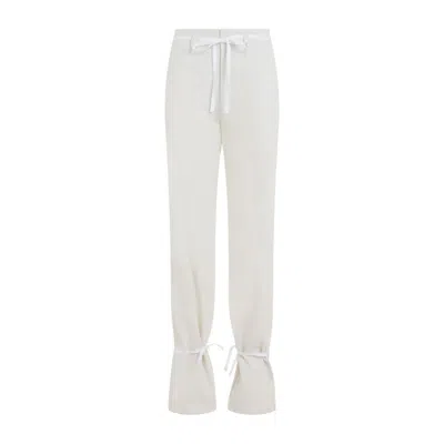LEMAIRE LEMAIRE CHALK WHITE COTTON STRAIGHT PANTS WITH STRINGS