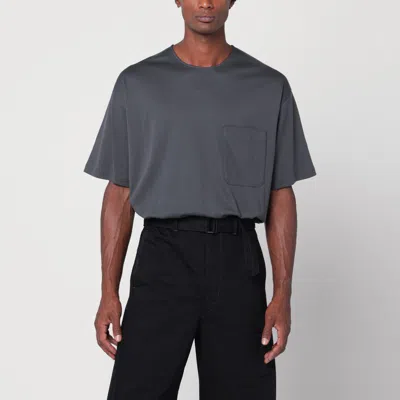 LEMAIRE LEMAIRE CHARCOAL GREY COTTON AND SILK T-SHIRT