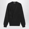 Lemaire Charcoal Grey Wool-blend Cardigan In Animal Print