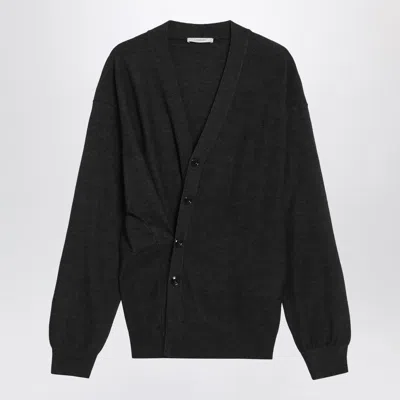 Lemaire Charcoal Grey Wool-blend Cardigan In Animal Print