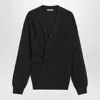 Lemaire Charcoal Grey Wool-blend Cardigan In Black