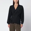 Lemaire Charcoal Grey Wool-blend Cardigan In Black