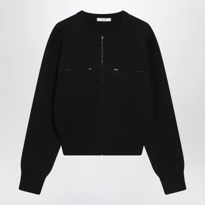 Lemaire Charcoal-colored Alpaca Blend Zip-up Sweater In Black
