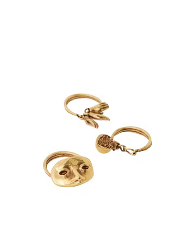 Lemaire Charm-detail Set Of Rings In Yellow