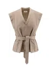 Lemaire Beige Denim Chasuble Top In Beige
