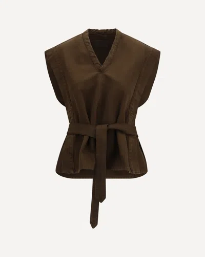 Lemaire Chasuble Top With Belt In Brown