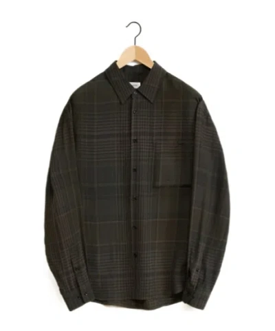 Lemaire Check-pattern Cotton Shirt In Black
