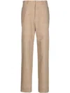 Lemaire Check-print High-waisted Trousers In Braun