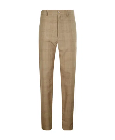 Lemaire Check-print High-waisted Trousers In Brown