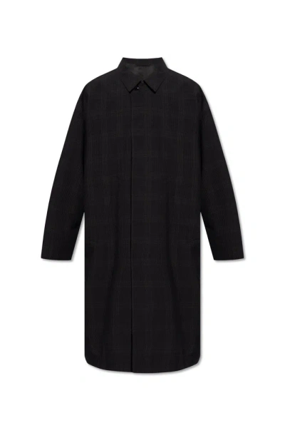 Lemaire Checked Oversize Coat In Blue