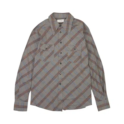 Pre-owned Lemaire Checked Western Shirt 'grey' | Men's Size 52 In Gray