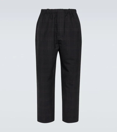 Lemaire Checked Wool Seersucker Trousers In Blue