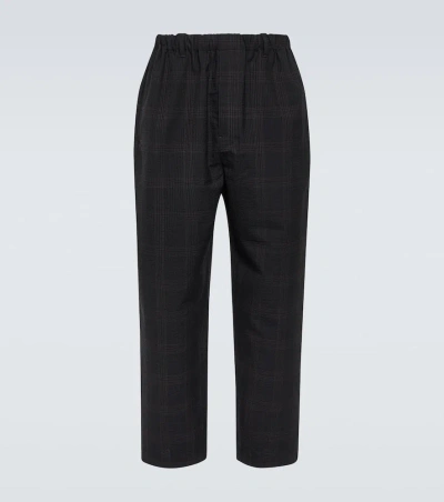 Lemaire Checked Wool Seersucker Pants In Blue