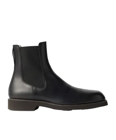 Lemaire Chelsea Ankle Boots In Shiny Vegetable-tanned Leather In Black