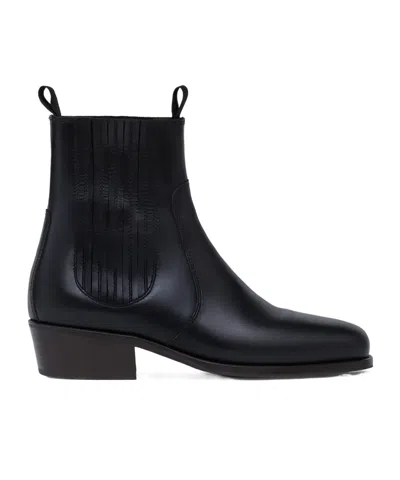 Lemaire Black Vegetable-tanned Chelsea Boots In Bk999 Black