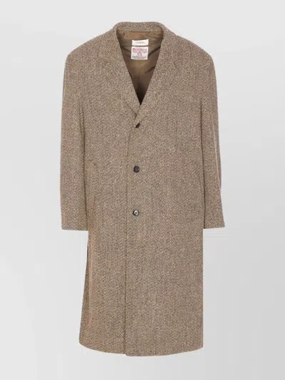 Lemaire Chesterfield Coat With Long Sleeves And Pockets In Brown