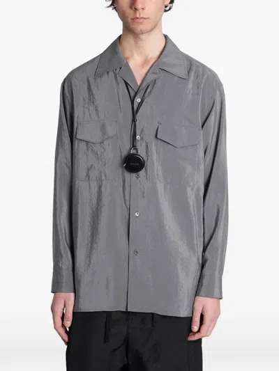 Lemaire Chest-pocket Shirt In Gray