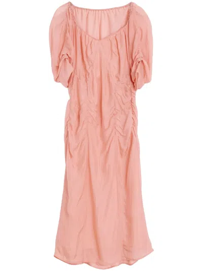 Lemaire Chiffon Midi Dress In Pink