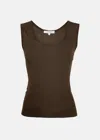 LEMAIRE LEMAIRE CHOCOLATE SEAMLESS SEMI-SHEER TANK TOP