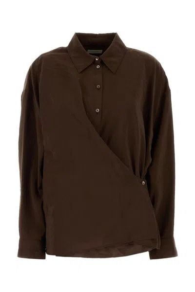 LEMAIRE CAMICIA IN MISTO SETA CIOCCOLATO DONNA