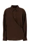 Lemaire Straight Collar Twisted Shirt In Brown
