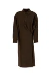 Lemaire Chocolate Silk Blend Shirt Dress In Brown
