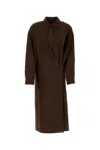 Lemaire Chocolate Silk Blend Shirt Dress In Brown