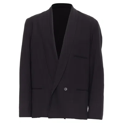 Lemaire Christophe  Virgin Wool Cotton Shawl Collar Crop Blazer In Black