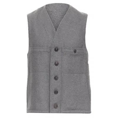 Lemaire Christophe  Virgin Wool Cotton Tape Bonded Waist Coat Vest In Gray