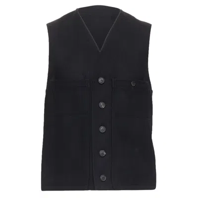 Lemaire Christophe  Virgin Wool Cotton Waist Coat Vest In Black