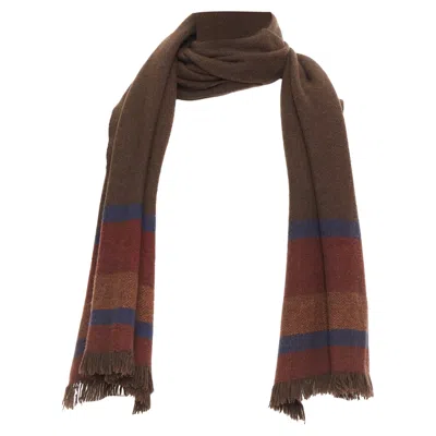 Lemaire Christophe  Yak Wool Tibet Handcrafted Stripe Scarf In Brown