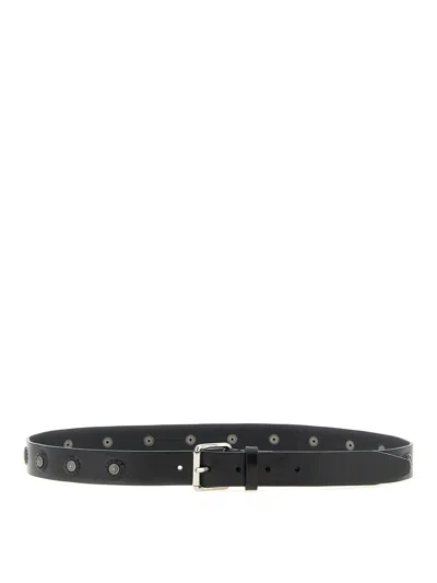 Lemaire Daisy-stud Calfskin Belt In Black