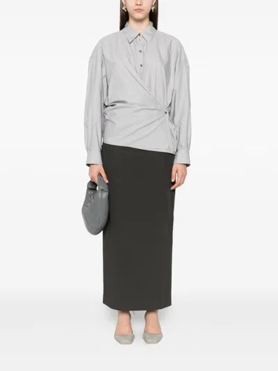 Lemaire Classic-collar Twisted Shirt In Gray
