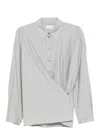 Lemaire Blue Straight Collar Twisted Shirt In Animal Print