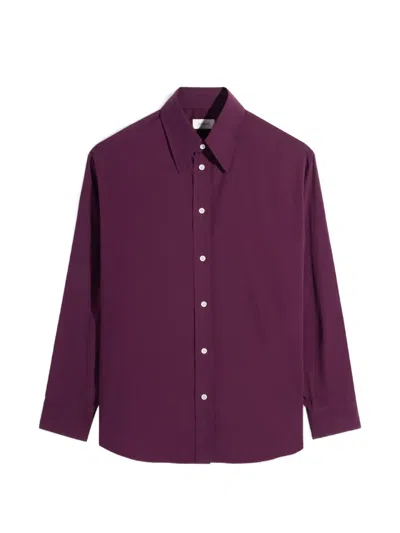 Lemaire Soft Shirt In Washed Cotton Muslin In Purple