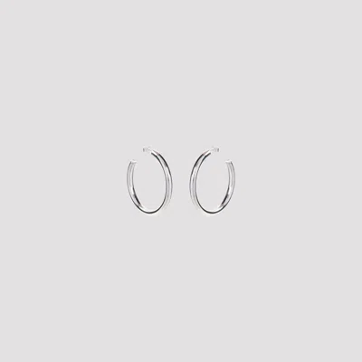 Lemaire Classic Hoops M Silver Earrings In Metallic