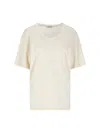Lemaire Short-sleeved Scoop-neck T-shirt In Cream