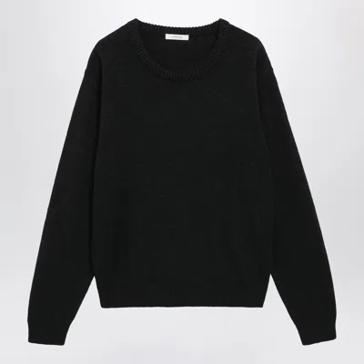 Lemaire Coal Alpaca Wool Blend Crew Neck Sweater In Black